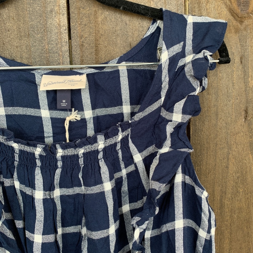 Universal Thread Blue Plaid Ruffle Tank Medium - Picture 3 of 5